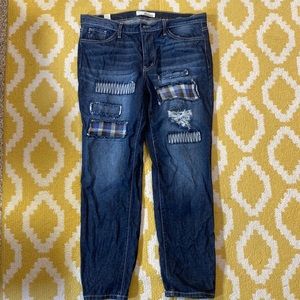 NWOT KANCAN 29/11 patchwork distressed cropped jeans